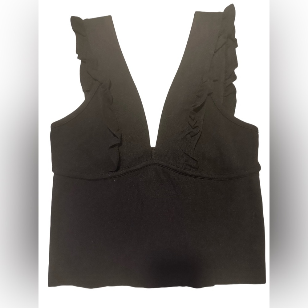 Zara Knit Sleeveless Ruffle Top